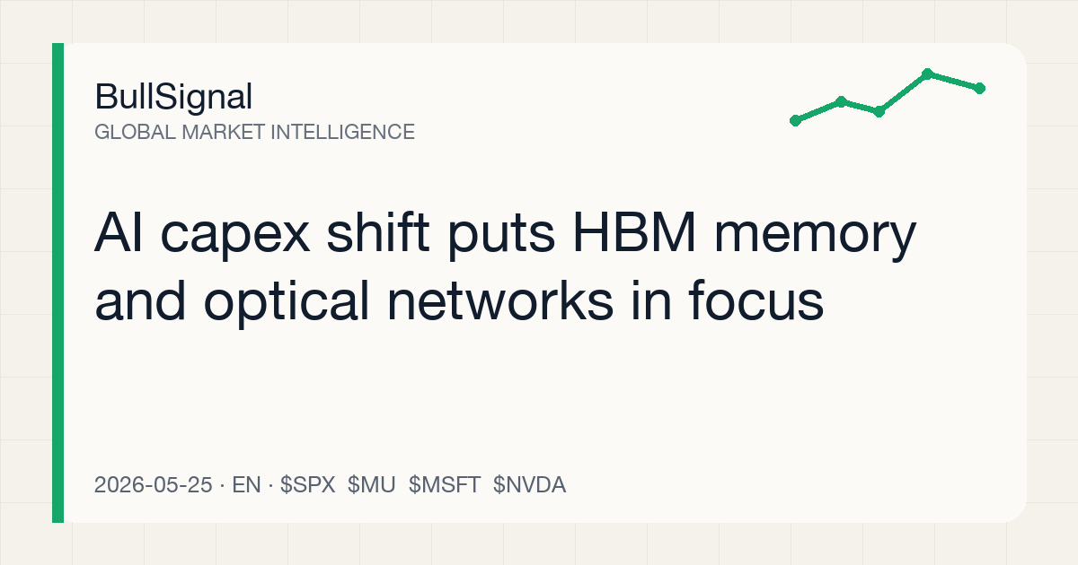 AI capex shift puts HBM memory and optical networks in focus