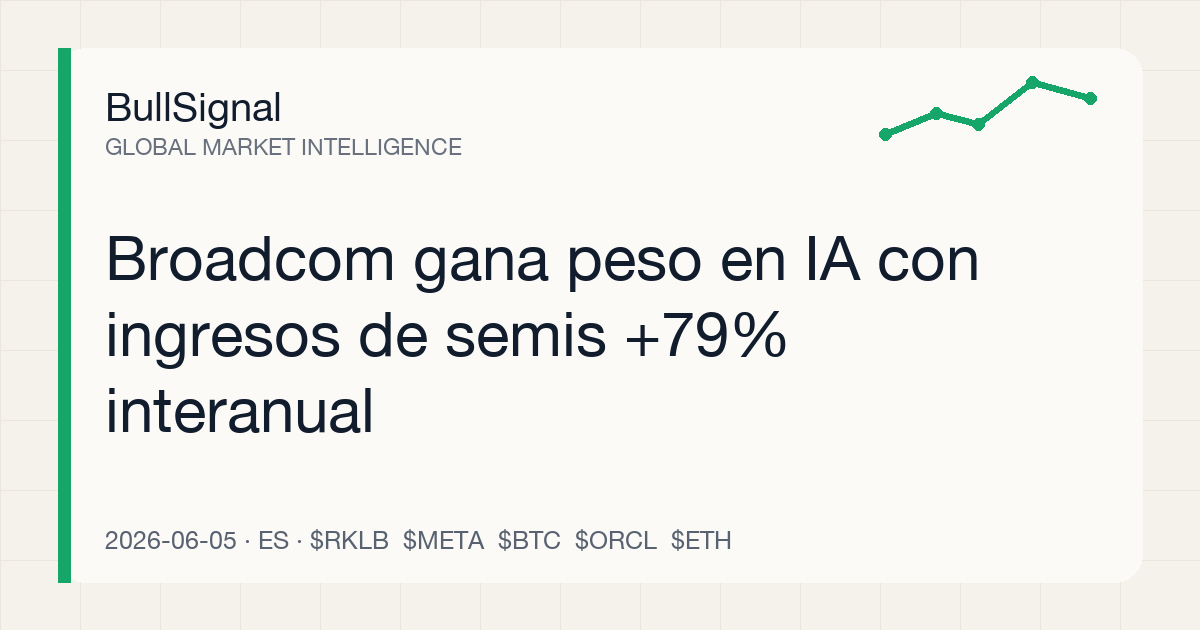 Broadcom gana peso en IA con ingresos de semis +79% interanual