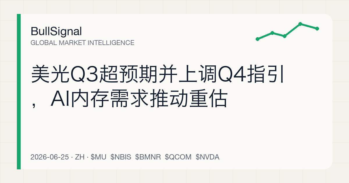 美光Q3超预期并上调Q4指引，AI内存需求推动重估
