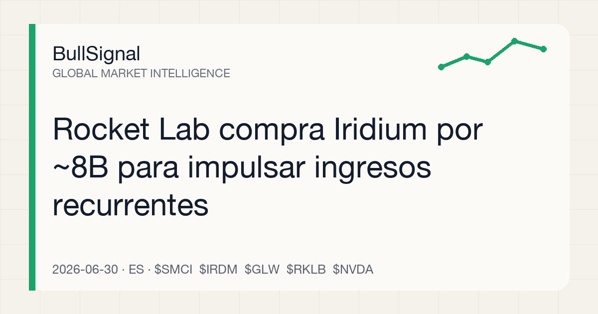 Rocket Lab compra Iridium por ~8B para impulsar ingresos recurrentes