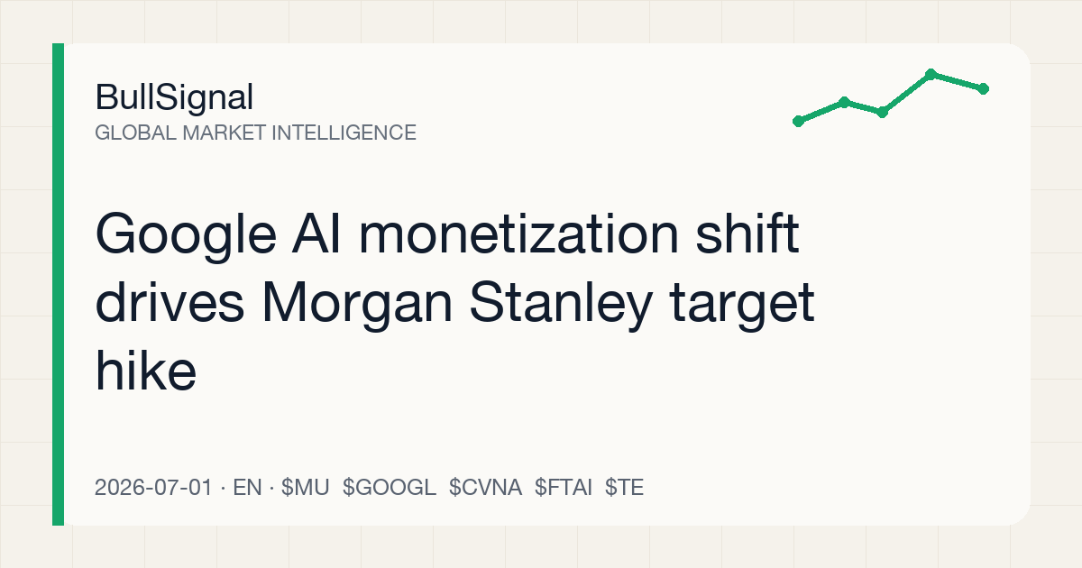 Google AI monetization shift drives Morgan Stanley target hike