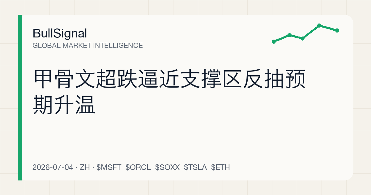 甲骨文超跌逼近支撑区反抽预期升温