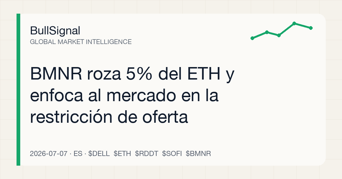 BMNR roza 5% del ETH y enfoca al mercado en la restricción de oferta