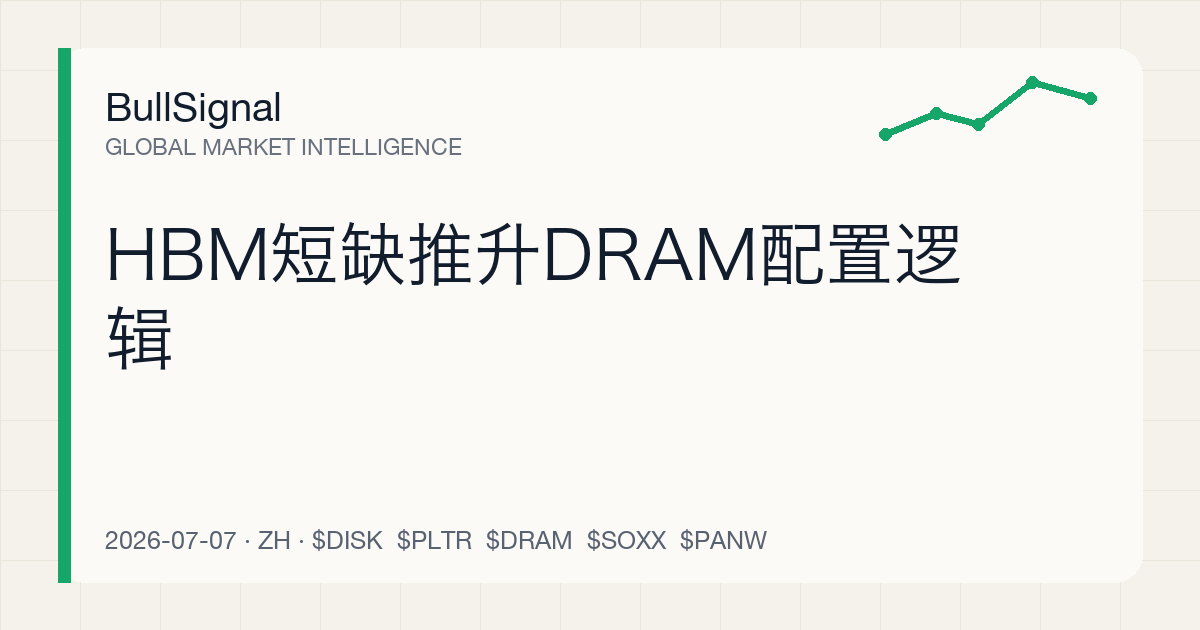 HBM短缺推升DRAM配置逻辑