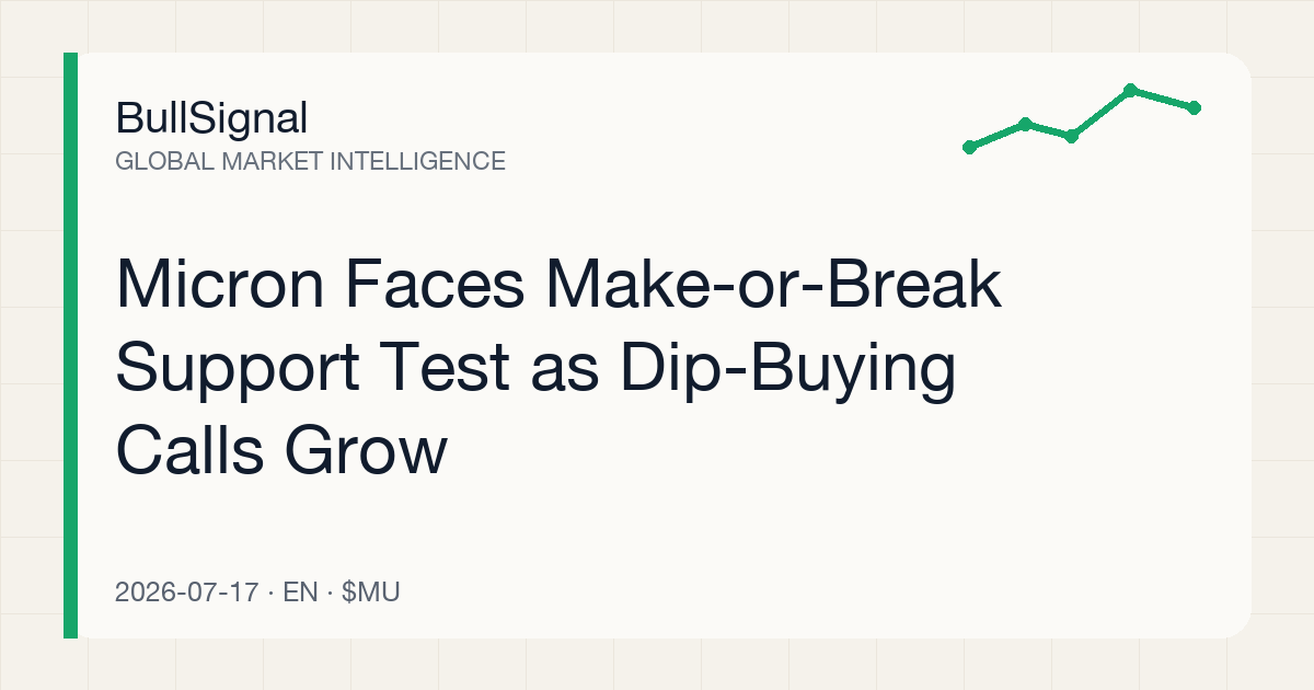 Micron Faces Make-or-Break Support Test as Dip-Buying Calls Grow
