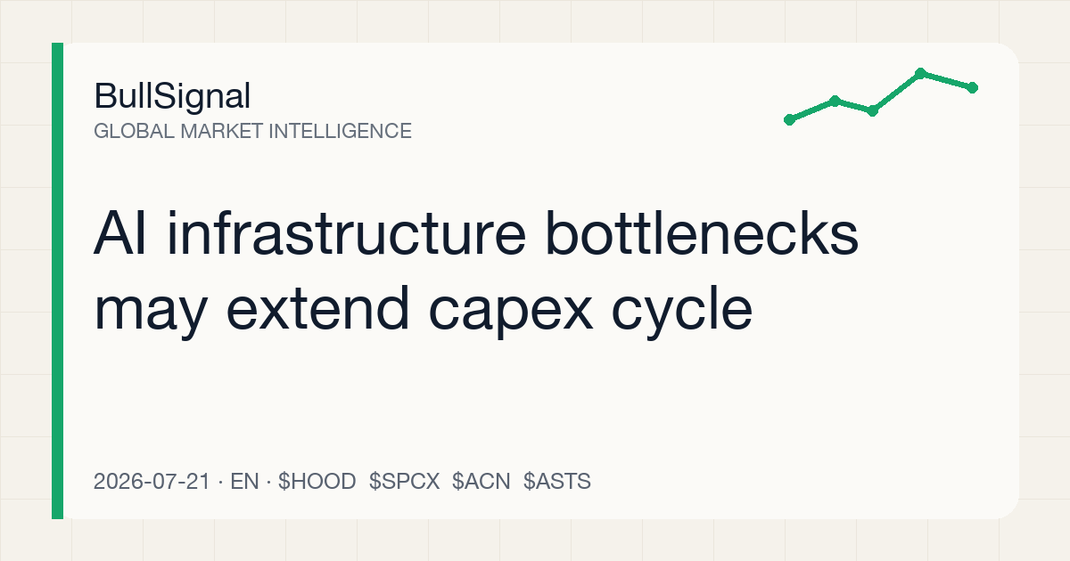 AI infrastructure bottlenecks may extend capex cycle